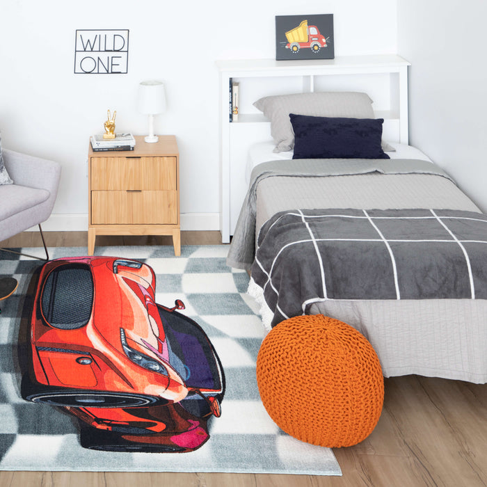 Technicolor Racer Red Area Rug