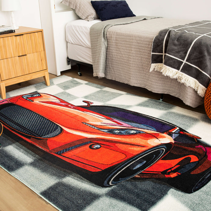 Technicolor Racer Red Area Rug