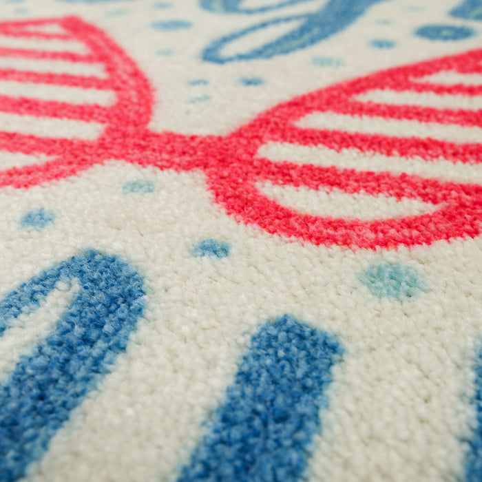 Summertime Vibes White & Blue Accent Rug