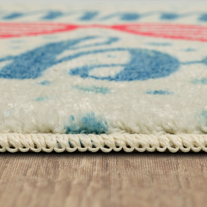 Summertime Vibes White & Blue Accent Rug