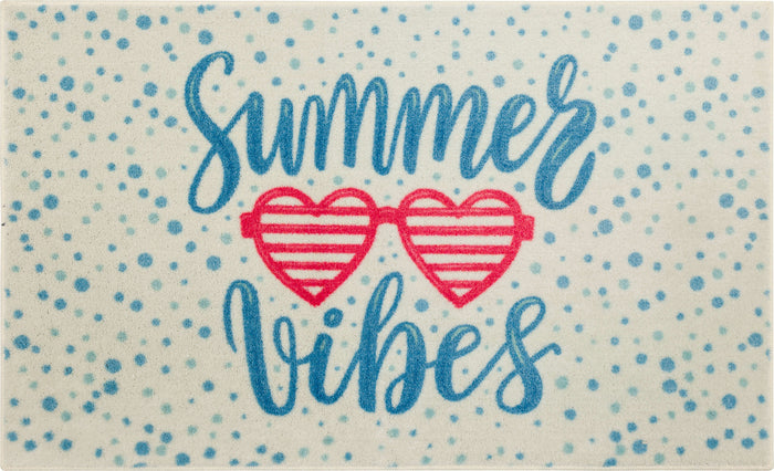 Summertime Vibes White & Blue Accent Rug