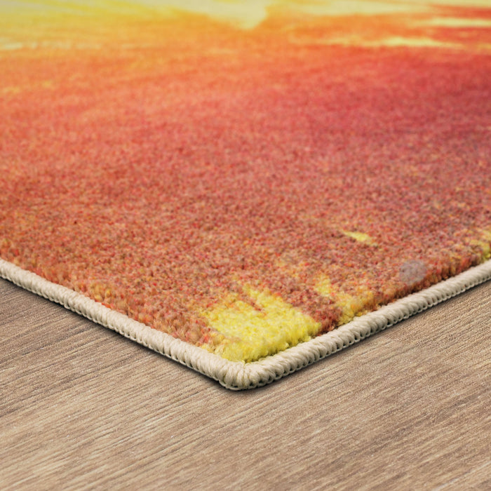 Technicolor Summertime Palms Yellow Area Rug