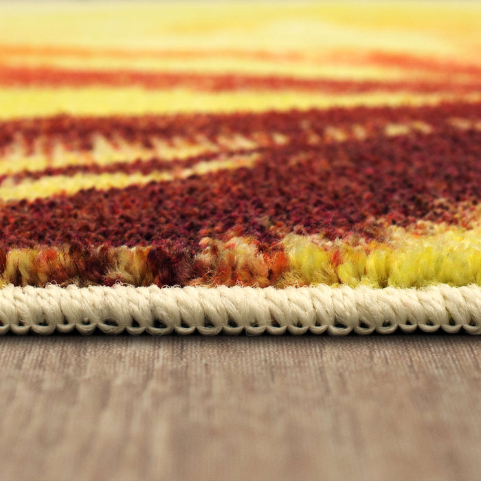 Technicolor Summertime Palms Yellow Area Rug