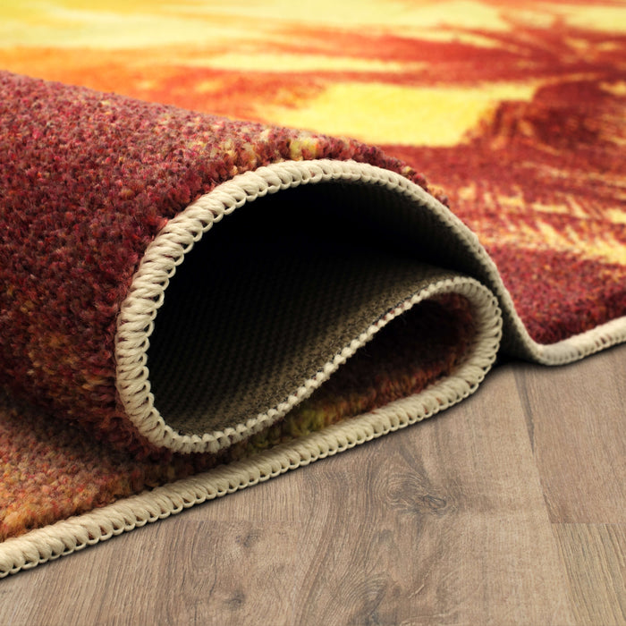 Technicolor Summertime Palms Yellow Area Rug