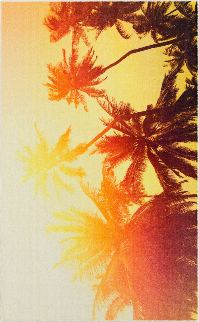 Technicolor Summertime Palms Yellow Area Rug