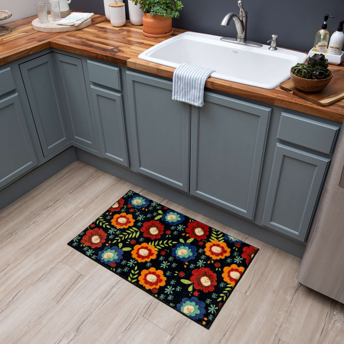 Colorful Garden Black Accent Rug