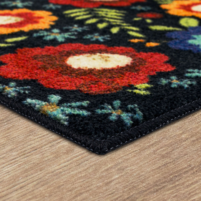 Colorful Garden Black Accent Rug