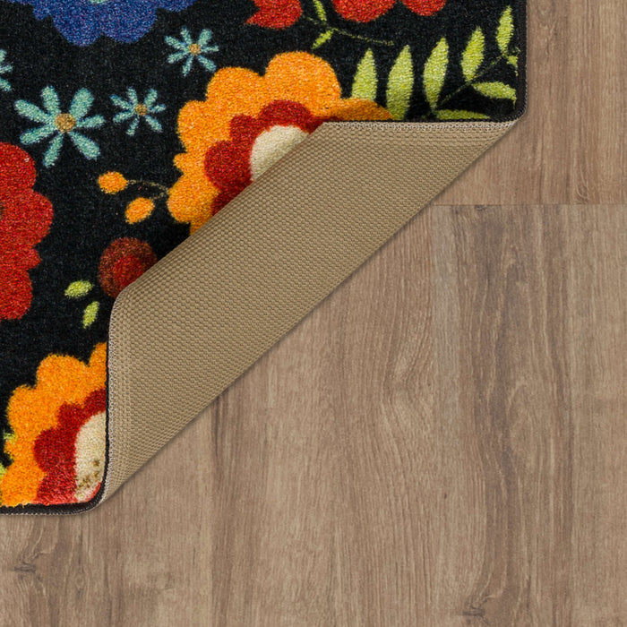 Colorful Garden Black Accent Rug