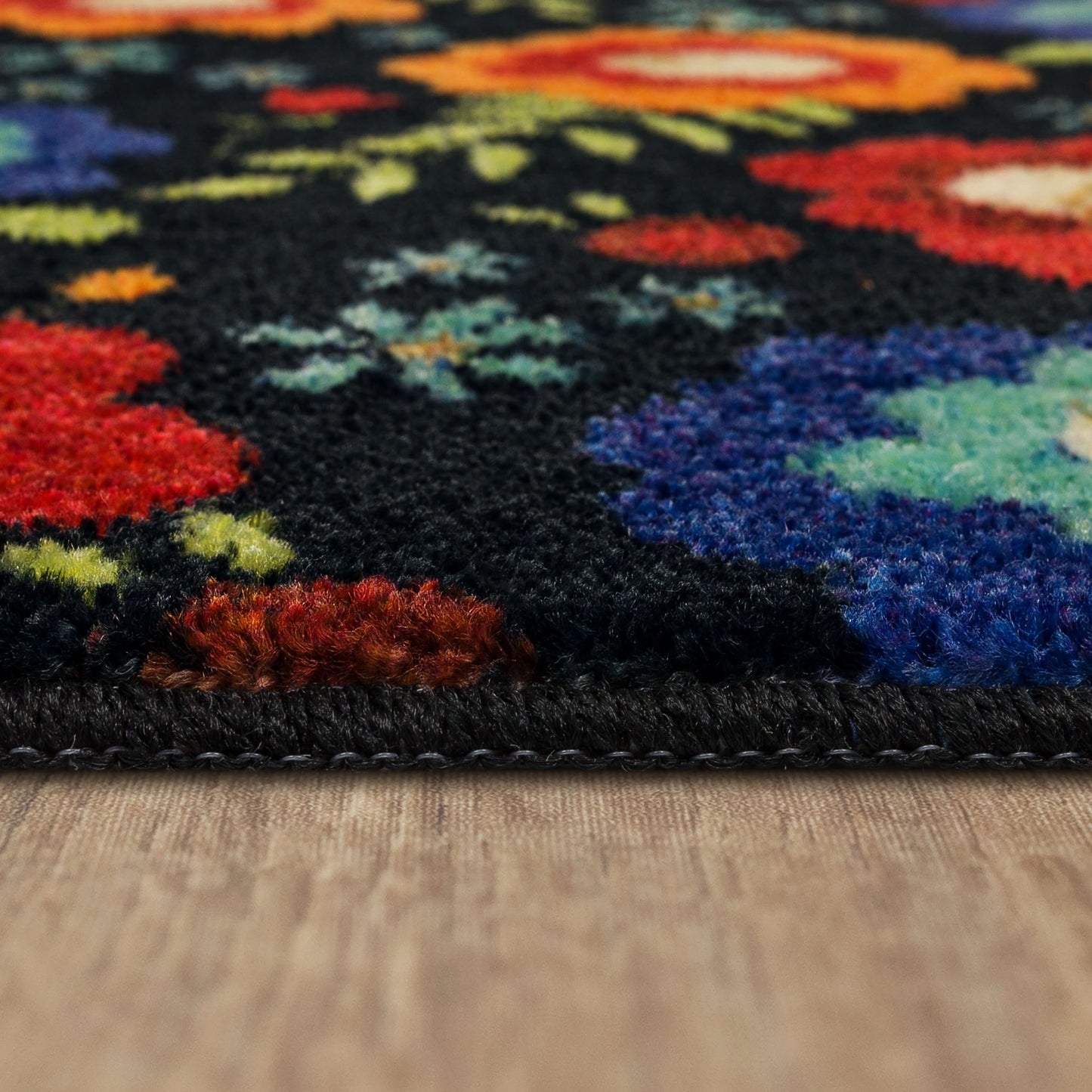 Colorful Garden Black Accent Rug
