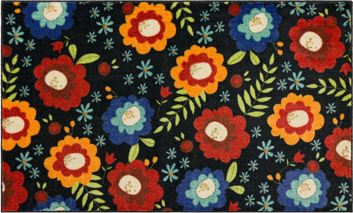 Colorful Garden Black Accent Rug