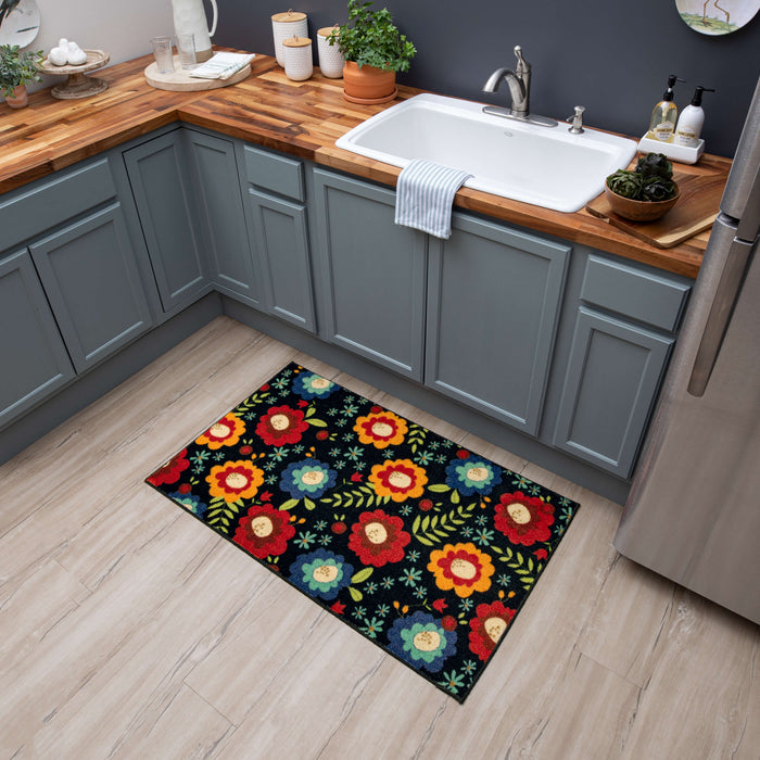 Colorful Garden Black Accent Rug