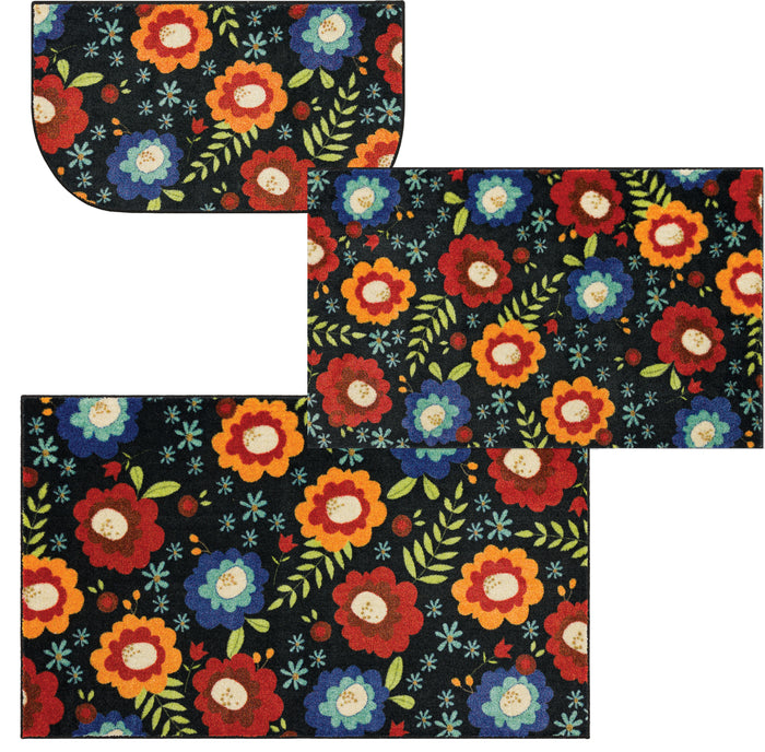 Colorful Garden Black Accent Rug