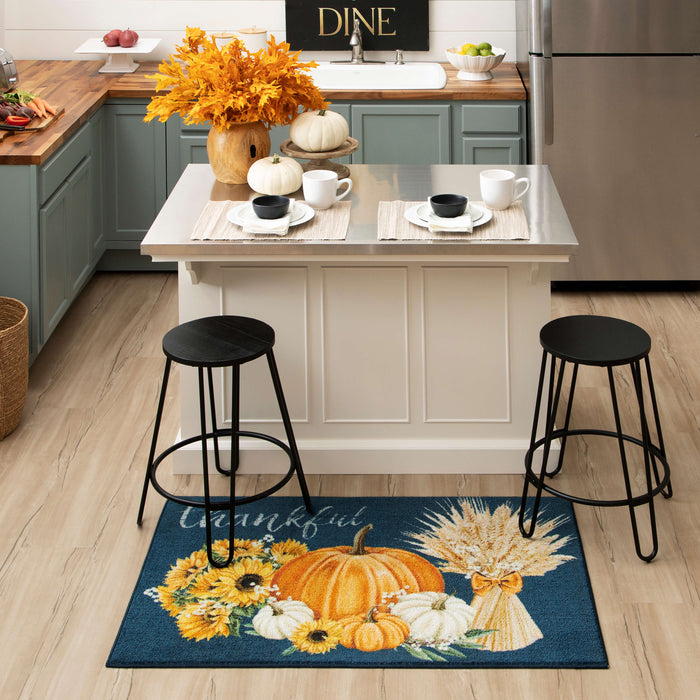Thankful Autumn Denim Accent Rug