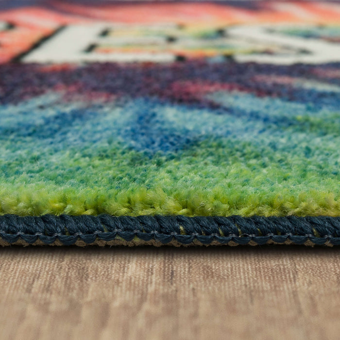 Tie Dye Multicolor Accent Rug
