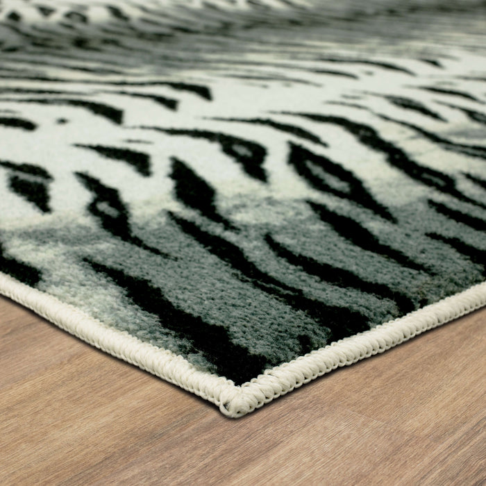 Technicolor Tiger Skin Black Area Rug