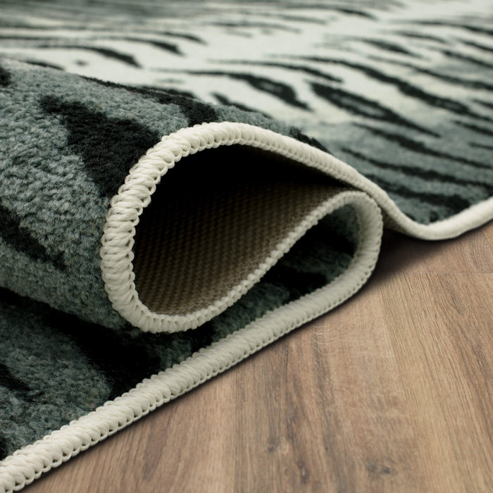 Technicolor Tiger Skin Black Area Rug