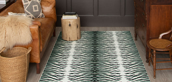 Technicolor Tiger Skin Black Area Rug