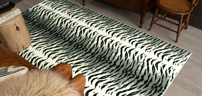 Technicolor Tiger Skin Black Area Rug