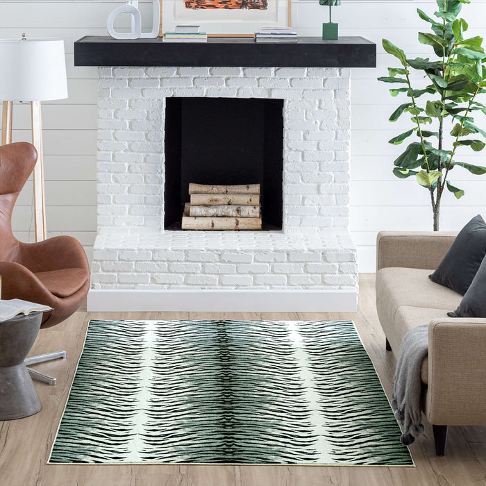 Technicolor Tiger Skin Black Area Rug