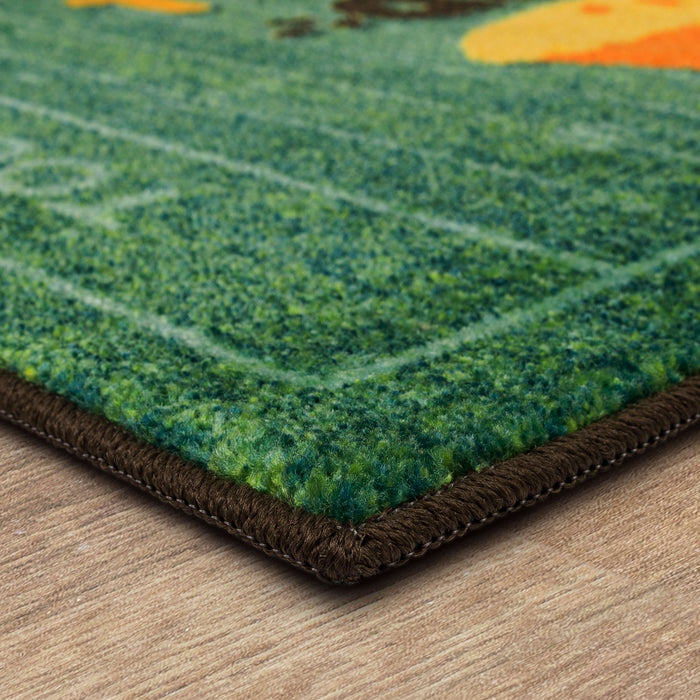 Touchdowns Turkey & Pie Green Accent Rug