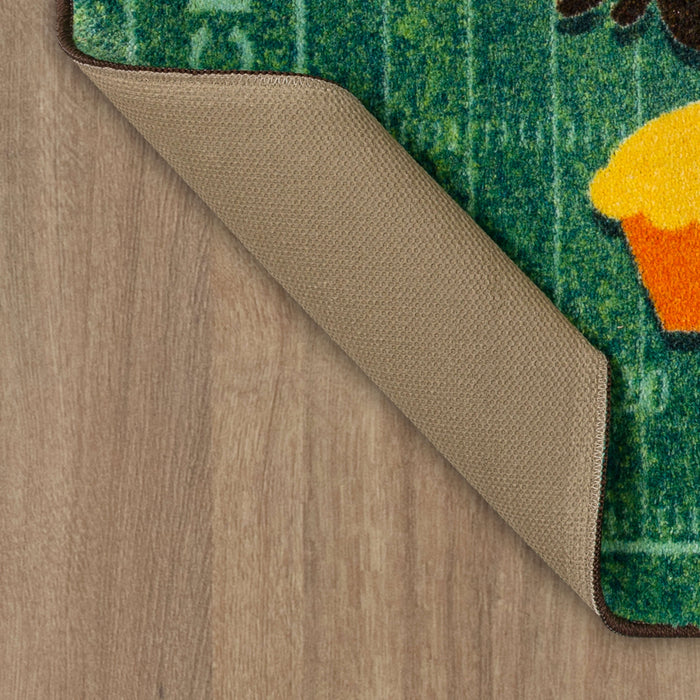 Touchdowns Turkey & Pie Green Accent Rug