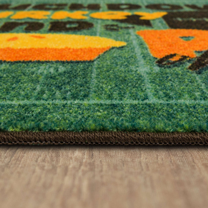 Touchdowns Turkey & Pie Green Accent Rug