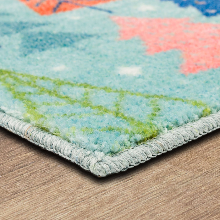Cheerful Christmas Trees Aqua Accent Rug