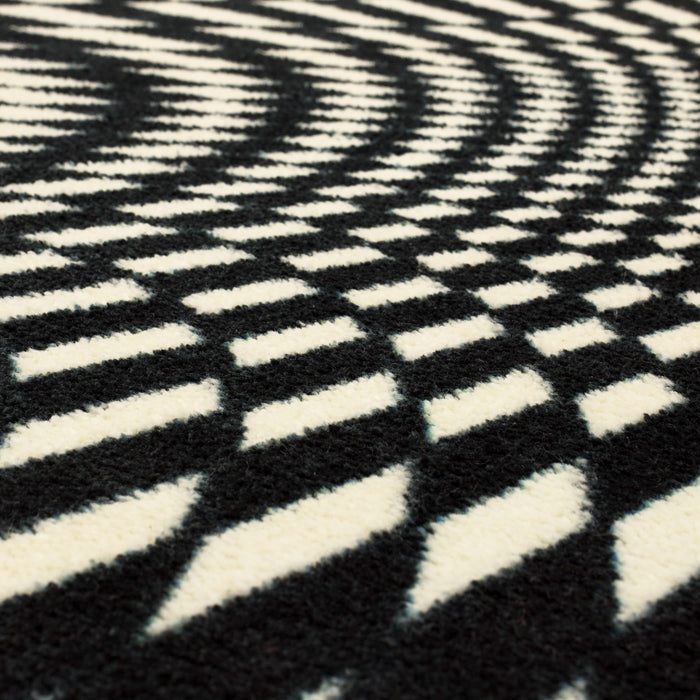 Technicolor Checkered Illusion Black and White Area Rug