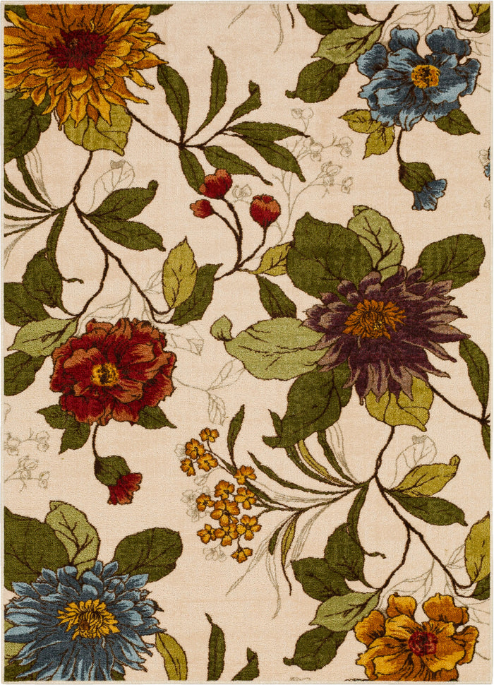 Acropolis Peony White & Green Area Rug