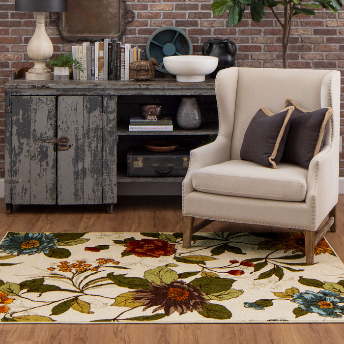 Acropolis Peony White & Green Area Rug