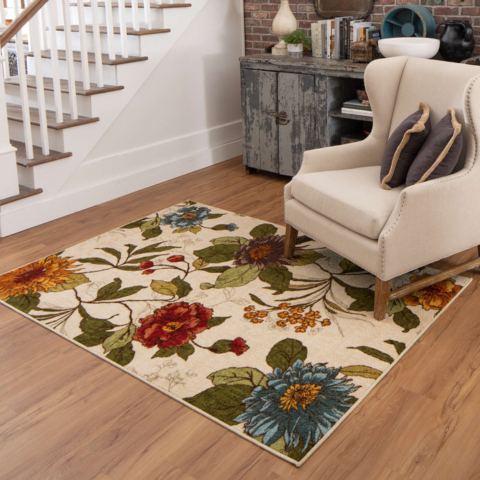 Acropolis Peony White & Green Area Rug