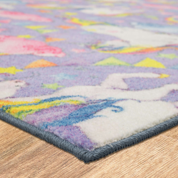 Technicolor Unicorn Purple Area Rug