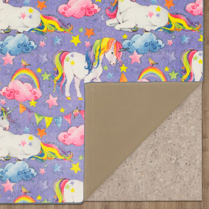 Technicolor Unicorn Purple Area Rug