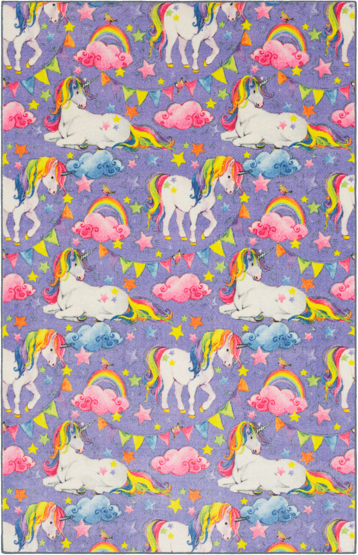 Technicolor Unicorn Purple Area Rug
