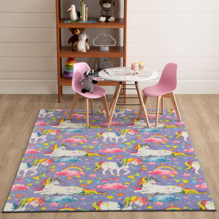 Technicolor Unicorn Purple Area Rug