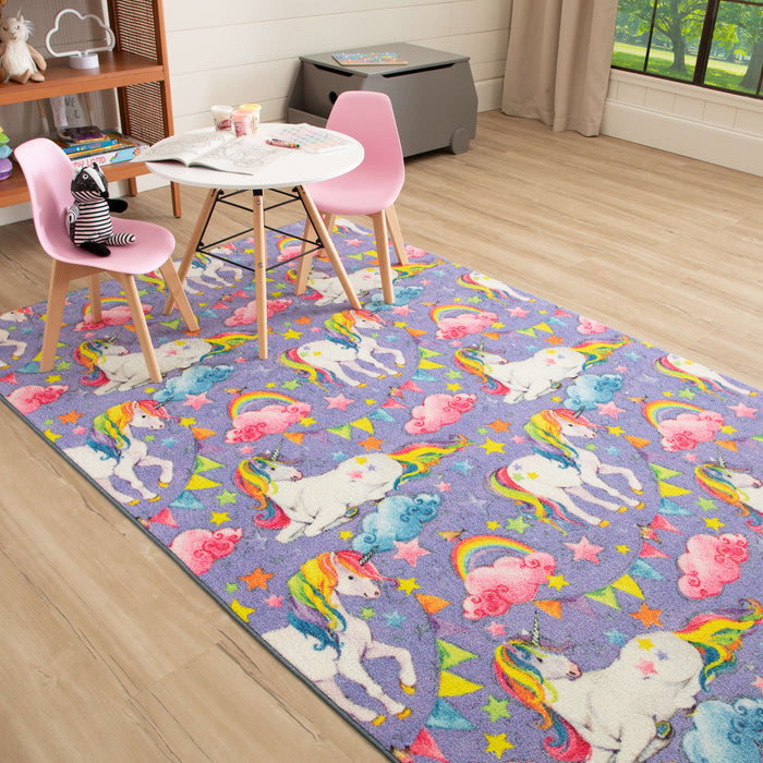 Technicolor Unicorn Purple Area Rug