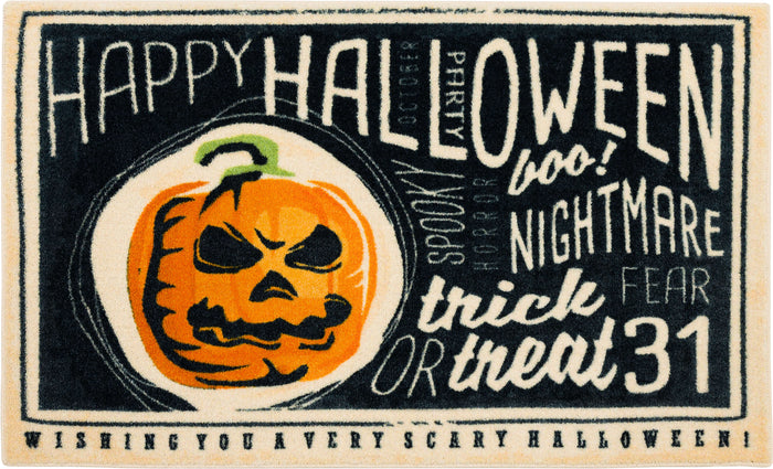 Very Scary Halloween Black Accent Rug