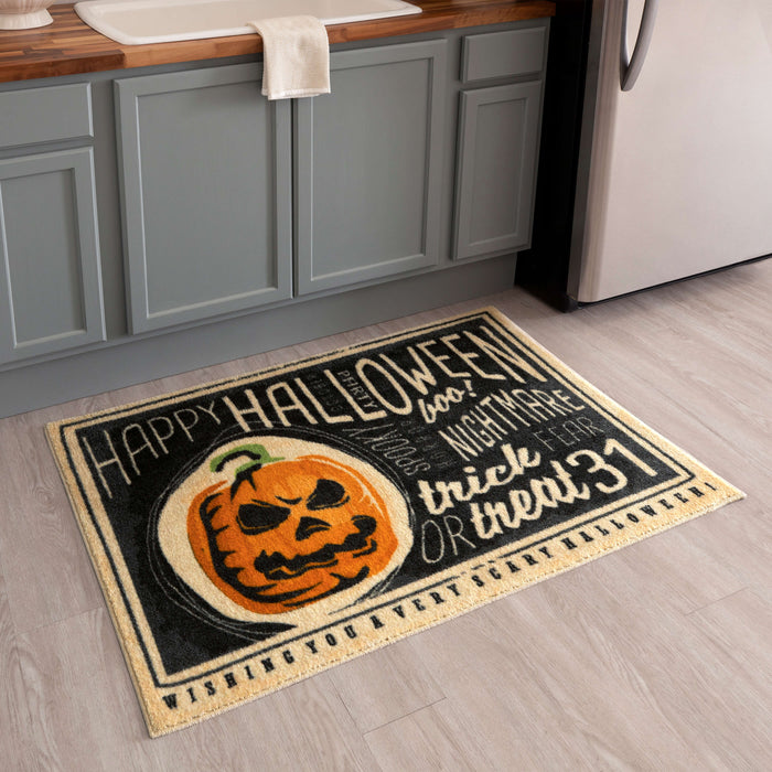Very Scary Halloween Black Accent Rug
