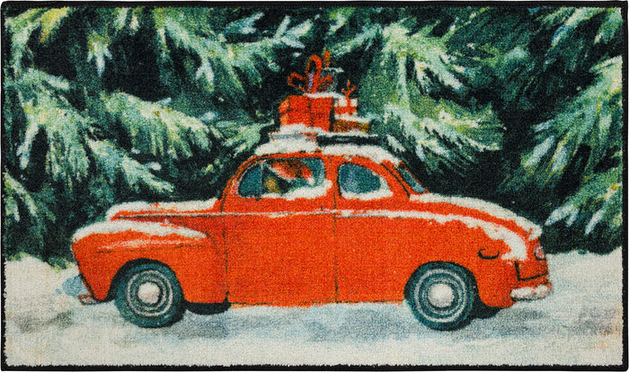 Vintage Christmas Car Accent Rug