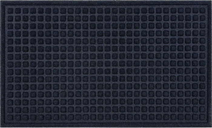 Waffle Grid Impression Blue Door Mat