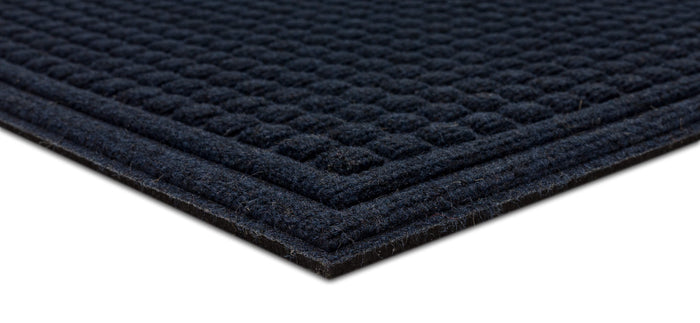 Waffle Grid Impression Blue Door Mat