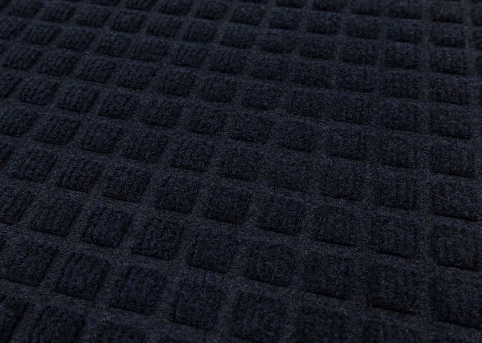 Waffle Grid Impression Blue Door Mat