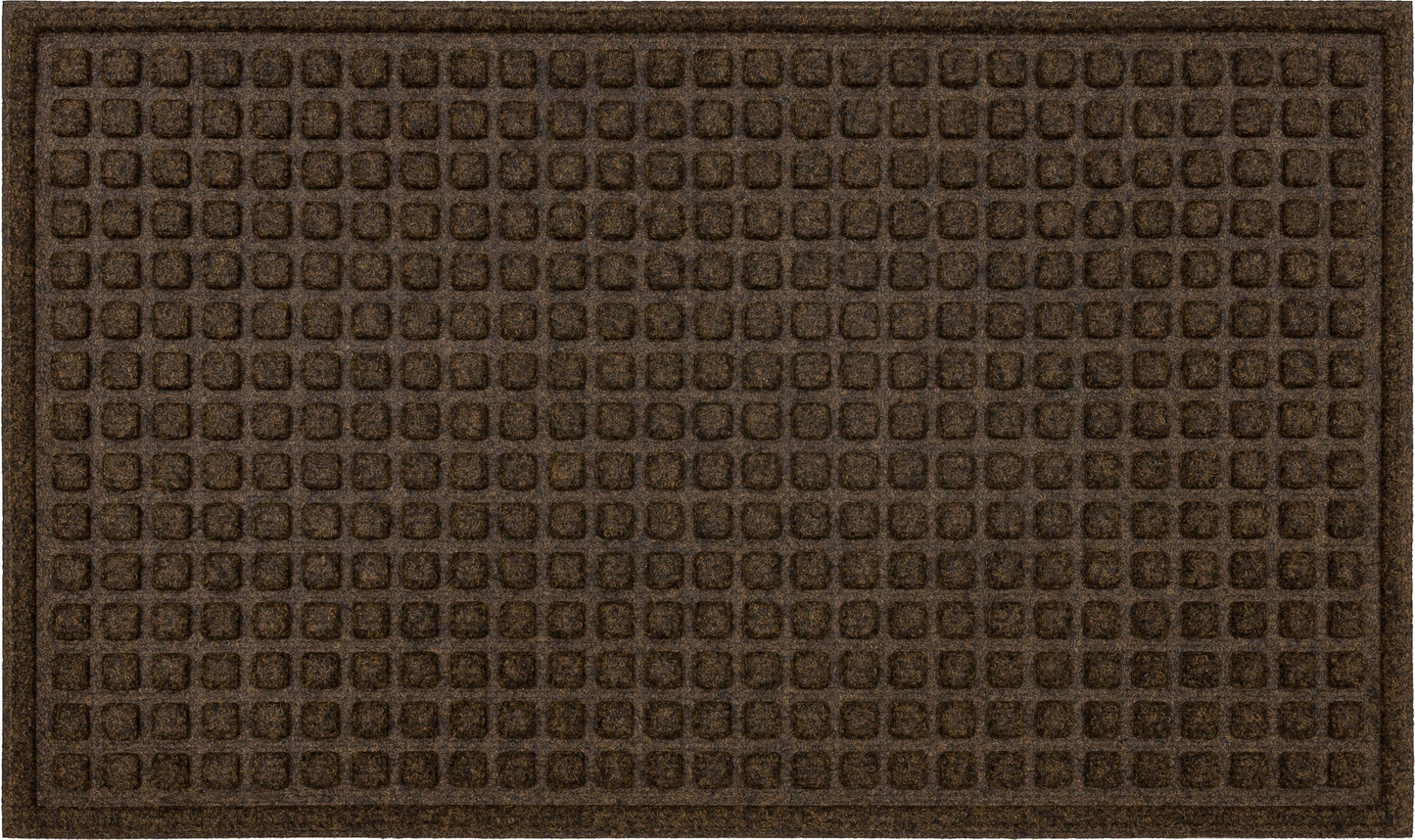 Waffle Grid Impression Brown Door Mat