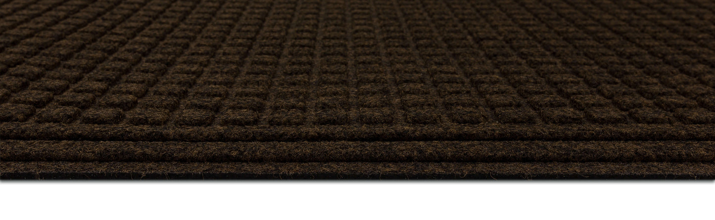 Waffle Grid Impression Brown Door Mat