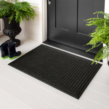 Waffle Grid Impression Onyx Door Mat