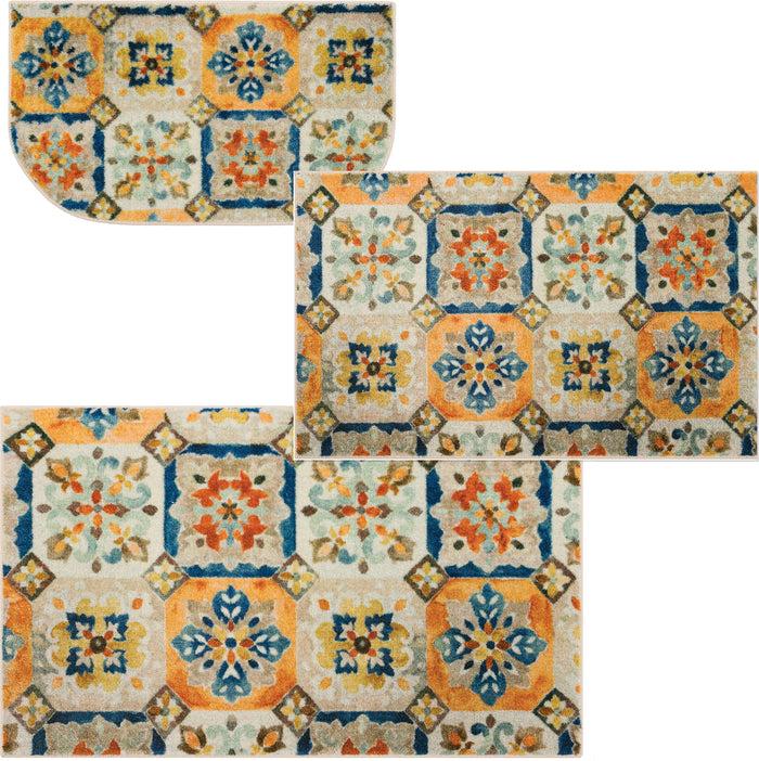 Ornate Tiles Multicolor Accent Rug