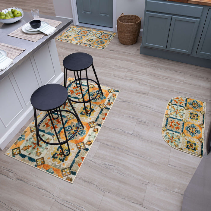 Ornate Tiles Multicolor Accent Rug