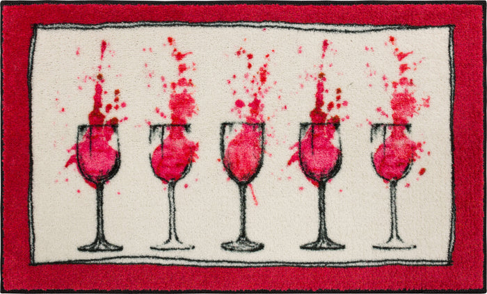 Abstract Wine Glass Red & White Accent Rug