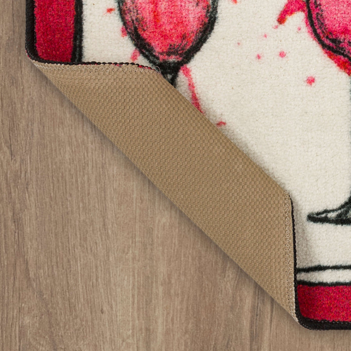 Abstract Wine Glass Red & White Accent Rug
