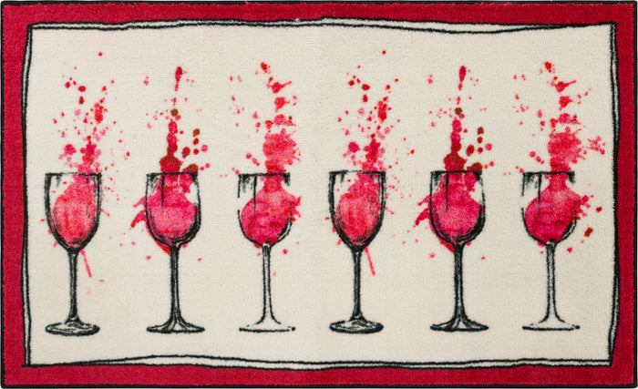 Abstract Wine Glass Red & White Accent Rug